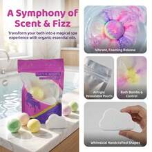 SADOER 1 Bag Surprise Unicorn Bath Bombs (300g) - Random Assorted Handmade Bath Bombs With Essential Oils, Fun Fizzy Spa Bath Bomb Set In Resealable Bag For Birthday Gifts - Random Style - View 2