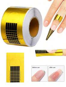 3Pcs Gold Phototherapy Nail Extension Paper Trays - Gold - View 1