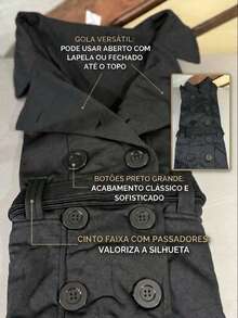Women's Polyester Overcoat With Buttons - Winter Fashion - Navy Blue - View 5