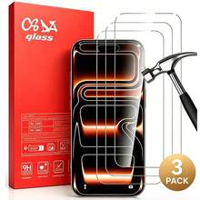 3 Piecestempered Glass Screen Protector, Compatible With IPhone 16/15/14/13/12/11/XR/XS/X/7/8/17/17 Air/17 Pro/17 Max, Anti Shatter, Scratch Resistant, Compatible With Samsung A14, Double-Layer Anti Shatter Tempered Glass Screen Protector, 9H Hardness, 99.99% High-Definition Transmittance, [International Version, Non Local Version] - Multicolor - View 2