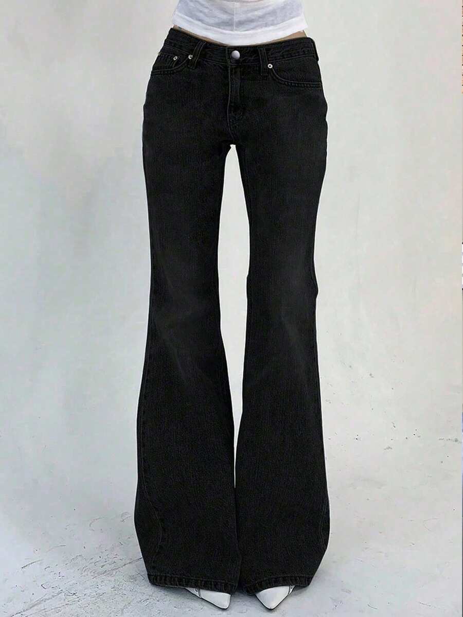 Teen Girl High Waist Slim Fit Jeans - Black - View 1