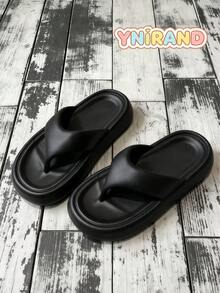 夏季極簡時尚厚底夾腳涼鞋，度假、旅行、日常購物與居家穿著的百搭必備款，舒適耐穿不累腳，靜音防滑鞋底 - 黑色 - 查看 2
