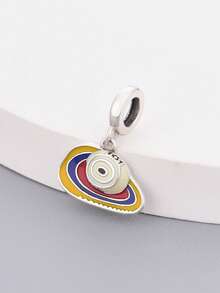 RADIVIDE 1pc S925 Sterling Silver Colorful Resin Mexican Wide-Brim Straw Hat Pendant, Large Hole DIY Bracelet Bead Accessory - Silver - View 4