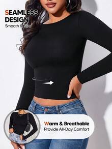 Women's Basic Long Sleeve Fitted Blouse - Black - View 4