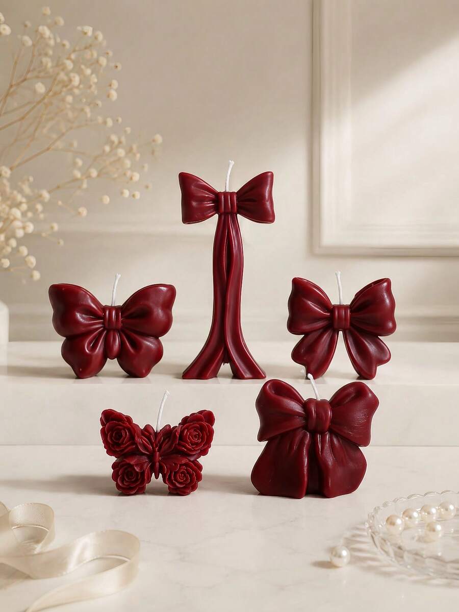 Candela aromaterapica con fiocco 3D Rosso Vino & Rosso Rubino, terapia olfattiva, regalo per laurea/compleanno, decorazione per proposta & matrimonio, decorazione per la casa, vacanze, San Valentino, ritorno a scuola, Ognissanti, Natale - A - Visualizzare 1