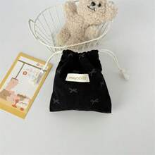 Round Dot Diamond Grid Bow Small Floral Drawstring Pouch, Perfect For Storing Travel Toiletries, And Can Also Be Used As A Decorative Gift Bag Suitable For Storing Lipstick, Accessories, Cosmetics, And Small Items - Multicolor - View 5