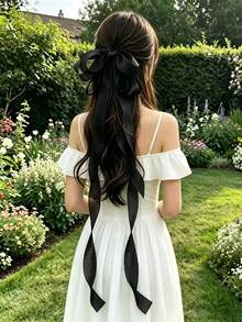 1 buah Jepit Rambut Pita Berlapis Elegan untuk Wanita dengan Rumbai Panjang Ekstra 100cm, Aksesori Rambut Pegas - MultiWarna - View 4