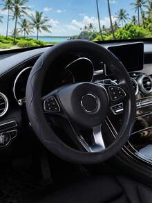 1件裝壓紋PU汽車方向盤套，透氣穿孔汽車方向盤套，通用防滑PU方向盤保護套，適用於大多數車輛的汽車內飾配件 - A - 查看 3