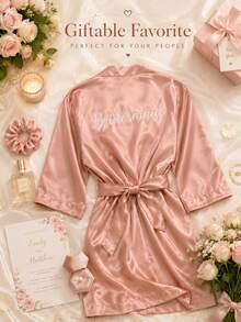 Bộ đồ ngủ hoặc áo choàng tùy chỉnh cá nhân hóa - Áo choàng cô dâu tùy chỉnh, đồ mặc nhà thoải mái, áo choàng cưới, trang phục phù dâu độc quyền, váy satin cá nhân hóa, trang phục cô dâu tùy chỉnh, áo choàng viền ren, quà tặng phù dâu, tiệc độc thân - Nhiều màu - Xem 8