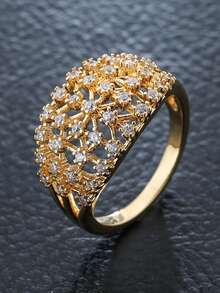 1pc European Style Hollow Flower Design Exquisite Mesh Wide Band Ring, Suitable For Daily Wear, Dating, Versatile Vintage Elegant Women's Ring - ring - View 10