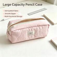 Large Capacity Solid Color Multi-Function Stationery Storage Bag, School Office Storage Bag, Portable Makeup Storage Bag, Home Small Item Storage Bag, Back To School Essential, Soft And Comfortable, Suitable For Students, Professionals And Stationery Enthusiasts - Single Piece - View 4