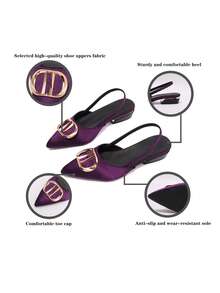 Factory Direct Premium Women's Closed-Toe Sandals, Spring/Summer French Romantic Pointed Toe Low Heel Slingback Shoes - Purple - View 7