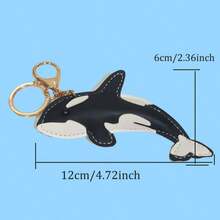 Summer Popular Cartoon Cute PU Leather Marine Creature Shark Keychain Car Clothing Indoor Handbag Backpack Decoration Pendant Friend Brother Birthday Gift - A - View 3