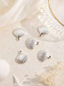 2/5pcs 18K Gold Plated Ocean Style Beach Vacation 3D Scallop Shell Pendant Set, DIY Charm Necklace Bracelet Anklet Earring Accessories - Multicolor - View 10