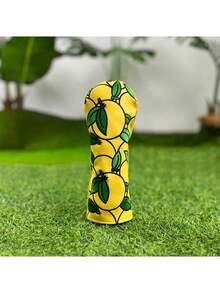 1PC Yellow Orange Embroidery Golf Club Head Cover, Wear-Resistant PU Golf Head Protector For Driver Fairway Wood Hybrid, Fashion Golf Accessories - Multicolor - View 6