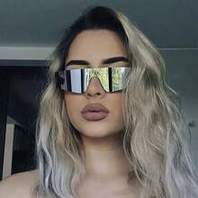 Unisex One Piece Rimless Future Punk Cycling Sports Fashion Glasses Beach Accessories Summer Glasses Summer Beach Vacation, Outdoor, Travel - 銀色 - 查看 3