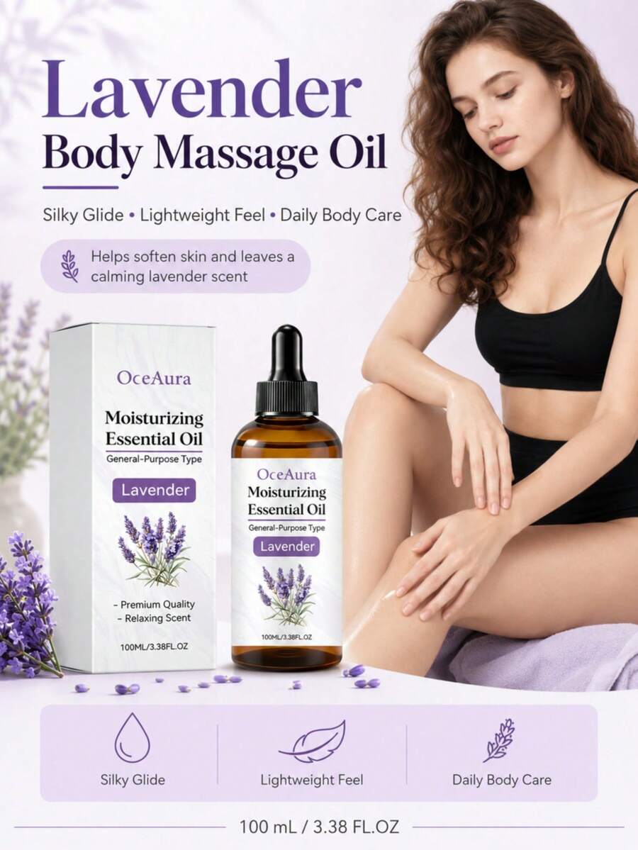 100ml Lavender Massage Oil, Skin-Friendly Non-Greasy Full Body Daily Skin Care External Use Essential Oil - 多樣化香型 - 查看 1