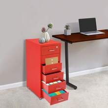 YUNRUX Vertical Metal Filing Cabinet With 6 Drawers And Lock For Home Office 11*16*27in - 紅色 - 查看 9