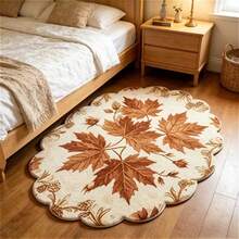 1pc Lace Maple Leaf Shaped Decorative Rug, Floor Mat, Carpet, Living Room Rug, Bedroom Rug, Regular Carpet - Multicolor - View 5