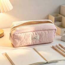 Large Capacity Solid Color Multi-Function Stationery Storage Bag, School Office Storage Bag, Portable Makeup Storage Bag, Home Small Item Storage Bag, Back To School Essential, Soft And Comfortable, Suitable For Students, Professionals And Stationery Enthusiasts - Single Piece - View 5