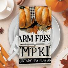 2/4/48pcs Autumn Series Farm Fresh Pumpkin Minimalist Text Pattern Printed Kitchen Towels - Super Soft, Highly Absorbent Polyester Dish Cloths And Hand Towels, Perfect For Holiday Decor, Kitchen Decor, Party Decor - Multicolor - View 7