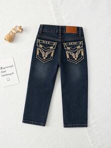 Cross Kids Pants With Embroidery In Back Doors - Medium Wash - View 2