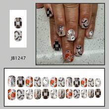 24pcs Cute Square Press-On Nails, Colorful Short Pumpkin & Bat Pattern Halloween Fake Nails - Multicolor - View 3
