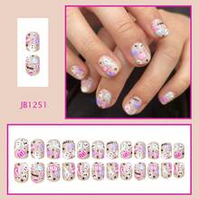 24pcs Cute Square Press-On Nails, Colorful Short Ghost & Pumpkin Halloween Fake Nails - Multicolor - View 3