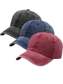 1/3pcs Women's Vintage Washed Neutral Color Baseball Cap, Adjustable Sports Hat, Casual Style, Durable, Buckle Design, Suitable For Daily Wear - Multicolor - View 18
