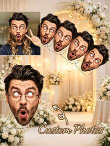 Custom Photo Mask, Personalized Wedding Portrait, Custom Hollow Head Portrait, Custom Hollow Face Party Decoration. Upload Photo For Birthday And Birthday Party Costume (Actual Product Without Holes). - Multicolor - View 7