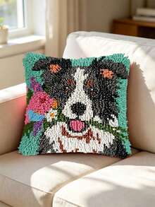 Latch Hook Kit For Adults & Beginners. Cute Animals: Tiger, Giraffe & Dog. Includes Mesh Base, Yarn & Hook. Finished Piece For Sofa, Bedroom, Living Room, Garden Or Office Decor. Great For Thanksgiving, Christmas & Birthday Gifts. 43x43cm/17in. - Animal - View 15