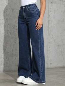 Straight-Leg Light-Colored Jeans For Teenagers - Dark Wash - View 3