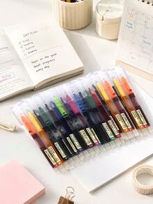 24pcs-Direct Liquid Type Colorful Rollerball Pens, Quick-Dry Fine Tip 0.5mm Neutral Ink Pens, Smooth Writing Without Smudging, Tr, First Day Of School - Multicolor - View 7
