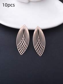 10pcs Oval Light Golden Hollow Leaf Charms Pendant Women's Fashion Tassel Earrings DIY Versatile Jewelry Decoration - C8987 - View 6