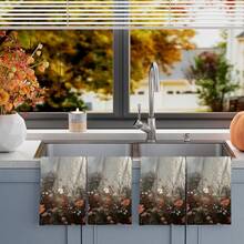 2/4/48pcs Halloween Series Wildflower Forest Ghost Pattern Printed Kitchen Towels - Ultra Soft, Highly Absorbent Polyester Dishcloths And Hand Towels, Perfect For Holiday Decor, Kitchen Decor, Party Decor - Multicolor - View 4