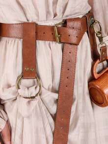 3 Peças Cinto Largo de Couro PU Vintage Medieval de Halloween, Fivela de Cinto e Clipe de Saia, Acessórios de Cosplay de Bruxa Renascentista e Cavaleiro - A - Visão 3