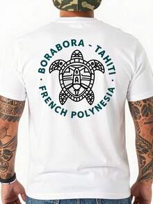 Camiseta de Hombre con Diseño  Polinesio, Estampado Bora Bora Tahiti Polinesia Francesa, Regalo de Vacaciones de Verano para Entusiastas de Viajes - Blanco - Ver 1