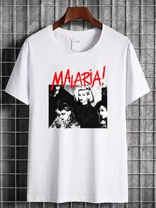 Malaria-Grafik-T-Shirt für Männer und Frauen - Rot MALARIA! Druck mit Malaria-Motiv, atmungsaktiver weicher Stoff, lässiges Streetwear-T-Shirt mit Rundhalsausschnitt und kurzen Ärmeln für Freizeitkleidung, alle - Weiss - Übersicht 1