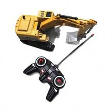 Modelos de vehículos de obras a control remoto inalámbrico, coches de juguete con luces LED, excavadora a control remoto con pala de aleación, 6 canales, control 2.4G, rotación 360°, juguete de construcción para niños, regalo de Navidad - Amarillo y negro - Ver 3