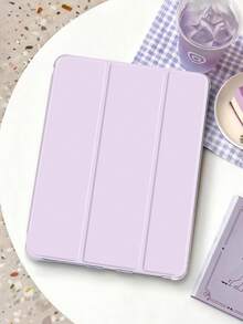 1件裝芋紫色三折平板保護殼，附筆槽，相容 iPad Mini 4/5/6/7/Air/Air 2/9.7/10.2/10.5/10.9 (Air 4-Air 8)/Pro 11/10th Gen/A16/Pro 11 2024 與 Galaxy A8，柔軟霧面翻蓋式保護殼，三折支架，自動休眠/喚醒，內建筆槽，不含筆 - 蒟蒻紫 - 查看 4