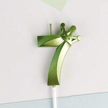 HIBIRTH 1pc Green Crown Number Candle Cake Decoration, Number 0-9 Candle, Indoor Wish Number Candle, Birthday Party Celebration Baking Plug-In - View 18