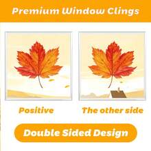 6pcs Thanksgiving Static Window Stickers, Including Maple Tree Gnome, Pumpkin, Maple Leaf Window Decals, Double-Sided Autumn Harvest Thanksgiving Glass Stickers, Suitable For Home Window Decoration - Multicolor - View 9