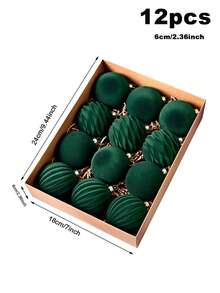 1個/12個裝 植絨聖誕裝飾球，植絨聖誕樹球飾品，防碎聖誕燈泡裝飾套裝，塑膠植絨裝飾球，適用於節日婚禮派對家居裝飾、聖誕裝飾、房間裝飾、冬季聖誕裝飾、家居聖誕禮物、聖誕裝飾 - 彩色 - 查看 27