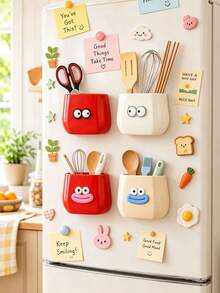 1pc/2pcs Strong Magnetic Storage Boxes, Can Store Spices, Seasonings, Tableware, Cosmetics And Pens, Space-Saving Modular Design, Suitable For Kitchen, Bathroom, Desk, Cabinet Door And Storage Cabinet, Suitable For Home, Office, Dorm And RV Use - Big Eyes Style - View 1