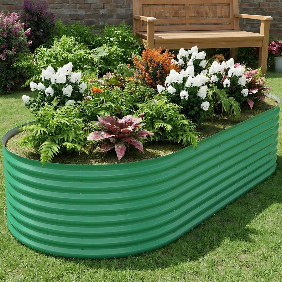Jardinera elevada de acero galvanizado antióxido de instalación sencilla, versátil para todo tipo de cultivos de jardín doméstico - verde 180*90*60cm - Ver 1