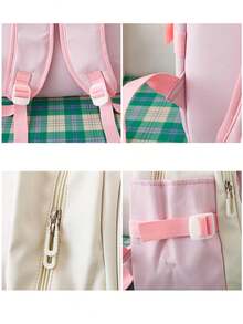 2026 Cute Colorblock Women's Backpack, Multi-Pocket Nylon Student Backpack, Cute Laptop Backpack Set For Girls - Multicolor - View 6