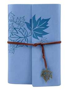 Unisex Diary Notebook, Brown Leather Sketchbook Classic Spiral Bound Notebook, Unlined Kraft Paper Refillable Journal Travel Diary, Suitable For Writing Ideal Gift (Leaf) - Multicolor - View 8
