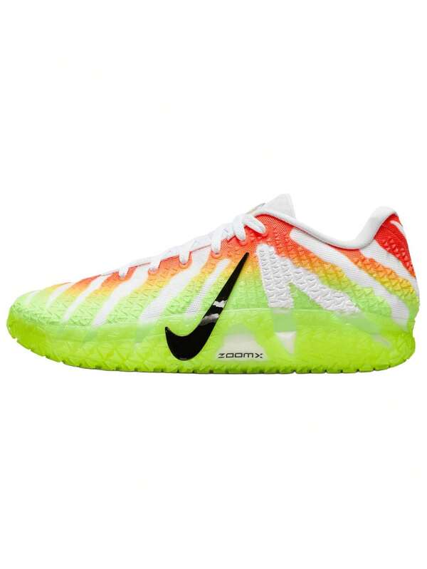 Nike Ja Morant 3 Men's Basketball Shoes, White/Yellow/Orange Mesh Lace-Up Athletic Shoes For Court Play