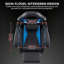 Ergonomic Gaming Chair With Lumbar Support And Headrest, Height-Adjustable Gamer Chair, PC Chair For Adults, Girls And Boys - 藍色 - 查看 8
