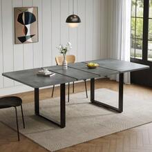 Mesa de comedor extensible con 3 longitudes, 140/180/220*80 cm, apta para 6-10 personas, forma rectangular, patas de metal, estilo sencillo, mesa para comedor, cocina, gris - Gris - Ver 2